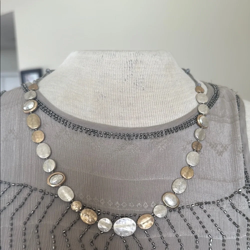 Elegant mixed metal Gold and Silver adjustable Necklace